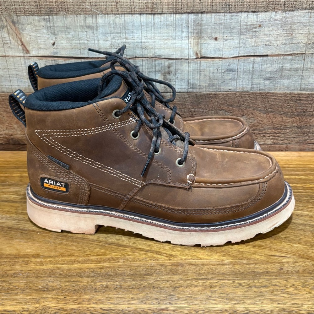 Ariat Brown Leather Moc Toe Work Boots